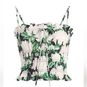 Hill House Floral Print Smocked Tank Top